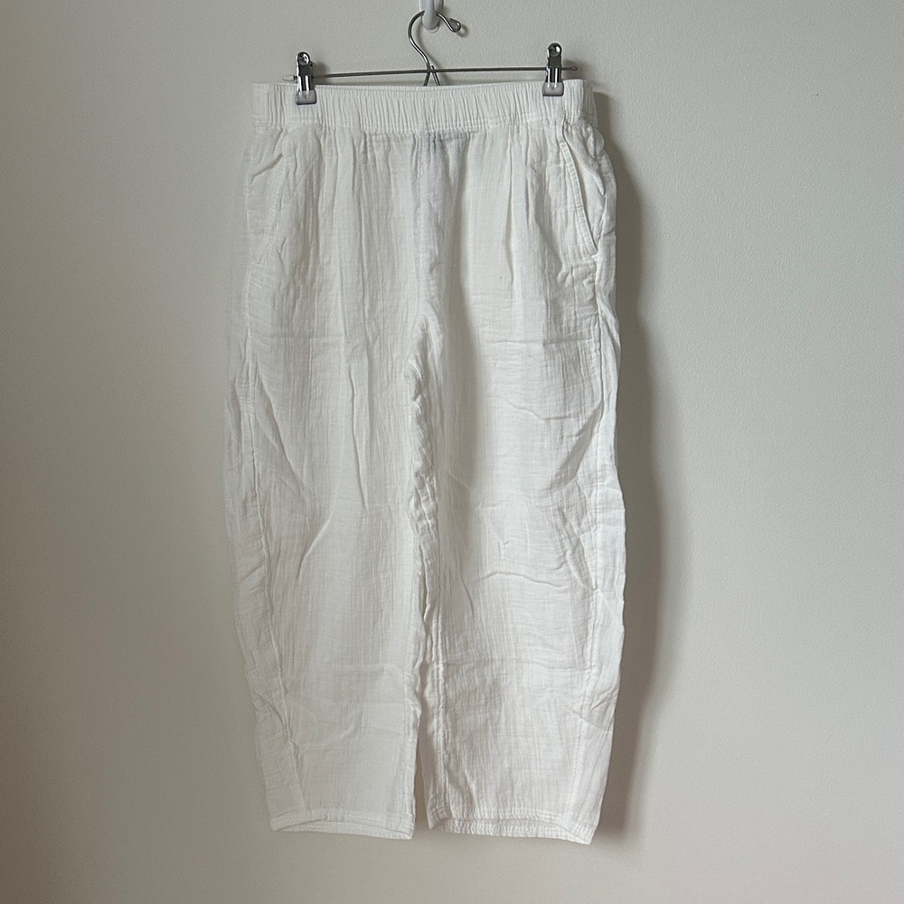 GAP Cotton Gauze Easy Barrel Pants - White